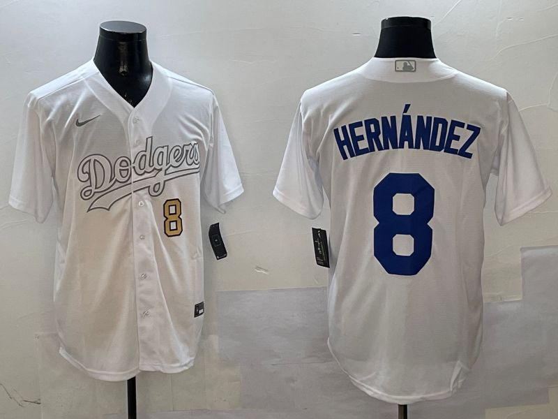 Men Los Angeles Dodgers #8 Hernandez White Fashion Edition Game 2025 Nike MLB Jersey style 10